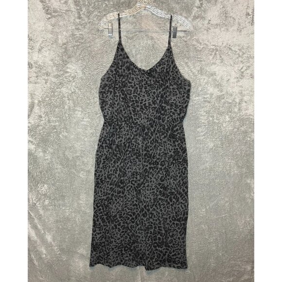 Old Navy Women Waist Defined Leopard Animal Print Slub Knit Midi Cami Dress XL - Picture 1 of 11